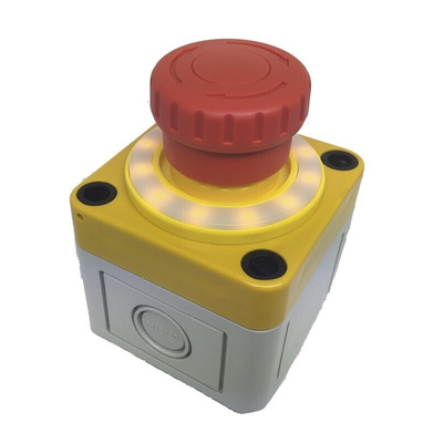 APEM A02ES-I Series Twist Release Emergency Stop Push Button, Panel Mount, 22mm Cutout, 2NC, IP65