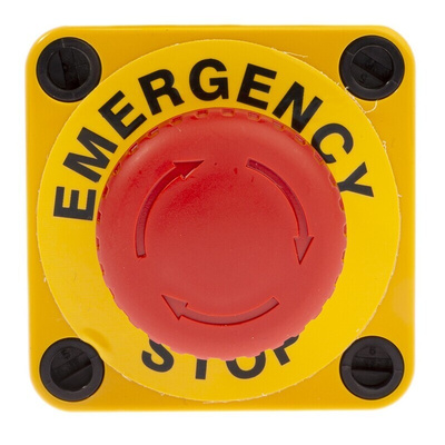 APEM A02ES-I Series Twist Release Emergency Stop Push Button, Panel Mount, 22mm Cutout, 2NC, IP65