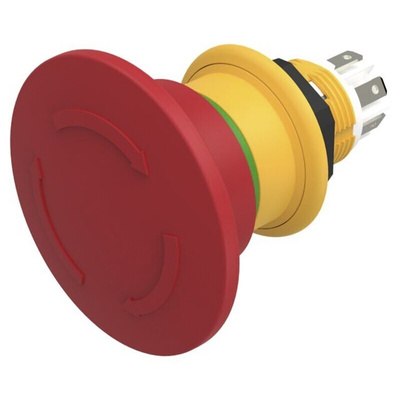 EAO 61 Compact Series Twist Release Emergency Stop Push Button, Panel Mount, 16mm Cutout, 1NC + 2NO, IP67, IP69K