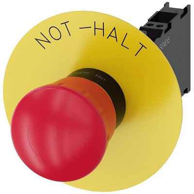 Siemens SIRIUS ACT Series Twist Release Emergency Stop Push Button, Panel Mount, 22mm Cutout, SPDT