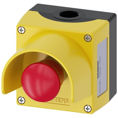 Siemens 3SU1 Series Twist Release Emergency Stop Push Button, Panel Mount, 22mm Cutout, 1NO + 2NC, IP66, IP67, IP69