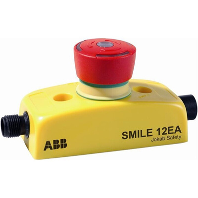 ABB Jokab Smile 12 EA Series Twist Release Illuminated Emergency Stop Push Button, Panel Mount, 2NC, IP65