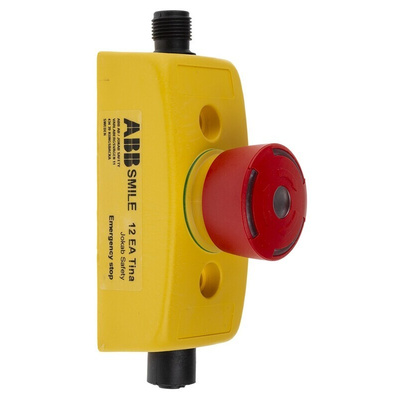 ABB Jokab Smile 12 EA Tina Series Twist Release Illuminated Emergency Stop Push Button, Panel Mount, IP65
