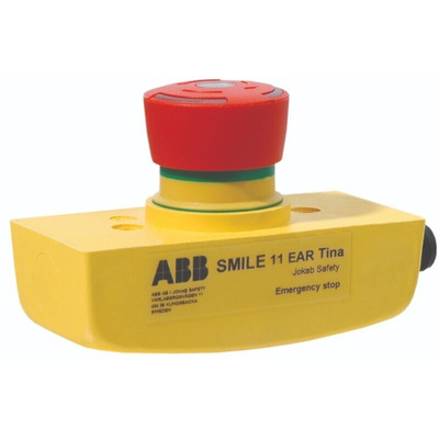 ABB Jokab Smile 11 EAR Tina Series Twist Release Illuminated Emergency Stop Push Button, Panel Mount, IP65