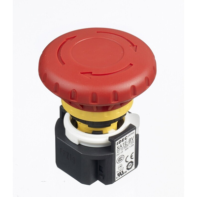 Idec XA Series Twist Release Emergency Stop Push Button, Panel Mount, 16mm Cutout, 2NC, IP65