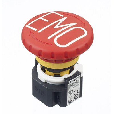 Idec XA Series Twist Release Emergency Stop Push Button, Panel Mount, 16mm Cutout, 3 NC, IP65