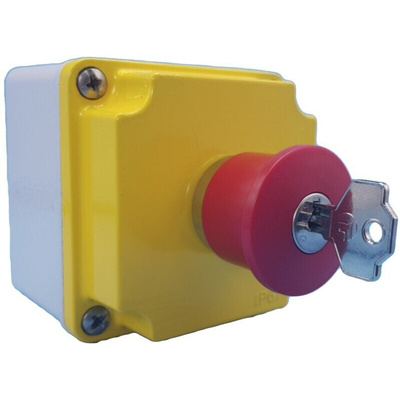 Lovato LPZM Series Key Release Emergency Stop Push Button, Surface Mount, 1NC, IP66, IP67