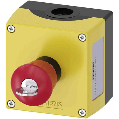 Siemens 3SU1 Series Key Release Emergency Stop Push Button, Surface Mount, 1 NO + 1 NC, IP66, IP67, IP69