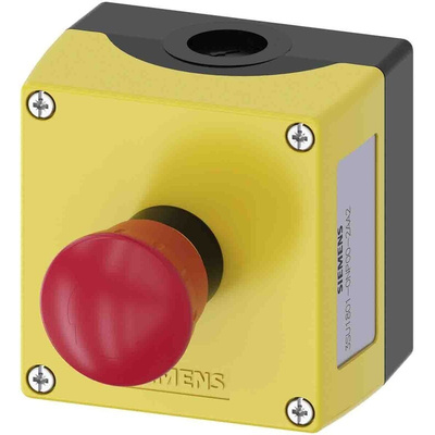 Siemens 3SU1 Series Twist Release Emergency Stop Push Button, Surface Mount, 1 NO + 1 NC, IP66, IP67, IP69