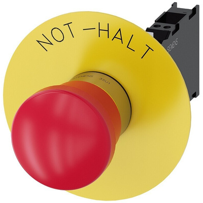 Siemens 3SU1 Series Pull Release Emergency Stop Push Button, Panel Mount, 22mm Cutout, SPDT, IP66, IP67, IP69