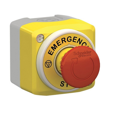 Schneider Electric XALK Series Twist Release Illuminated Emergency Stop Push Button, Surface Mount, 1NO + 2NC