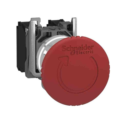 Schneider Electric ZB4 Series Twist Release Emergency Stop Push Button, Panel Mount, 22mm Cutout, SPDT