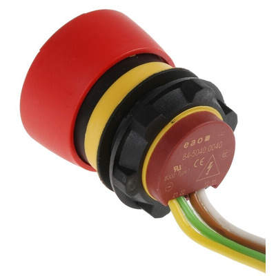 EAO 84 Series Twist Release Emergency Stop Push Button, Panel Mount, 22.5mm Cutout, 2NC, IP65