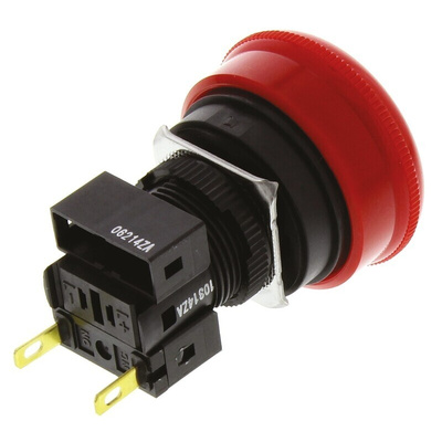 Omron A165E Series Twist Release Emergency Stop Push Button, Panel Mount, 16mm Cutout, 1NC, IP65