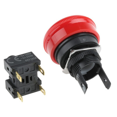 Omron A165E Series Twist Release Emergency Stop Push Button, Panel Mount, 2NC, IP65