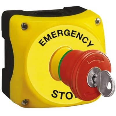 Lovato S1PY Series Key Release Emergency Stop Push Button, Surface Mount, 1NC, IP66, IP67, IP69K