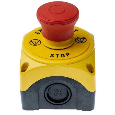 Lovato S1PY Series Pull Release Emergency Stop Push Button, Surface Mount, 1NC, IP66, IP67, IP69K