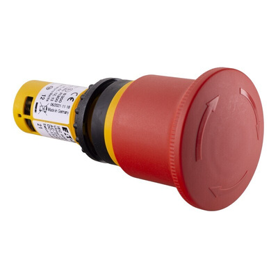 Eaton C22-PVT Series Twist Release Emergency Stop Push Button, Panel Mount, 22mm Cutout, 2NC