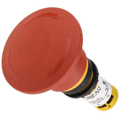 Eaton C22-PVT Series Twist Release Emergency Stop Push Button, Panel Mount, 22mm Cutout, 1 NO + 1 NC, IP67, IP69K