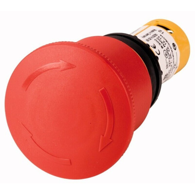 Eaton C22-PVT Series Twist Release Emergency Stop Push Button, Panel Mount, 22mm Cutout, 1 NO + 1 NC, IP66, IP67, IP69