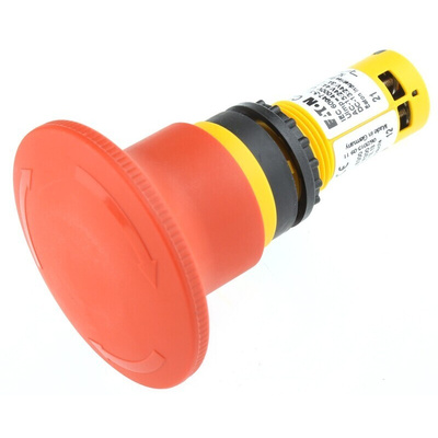 Eaton C22-PVT Series Twist Release Emergency Stop Push Button, Panel Mount, 22mm Cutout, 2NC