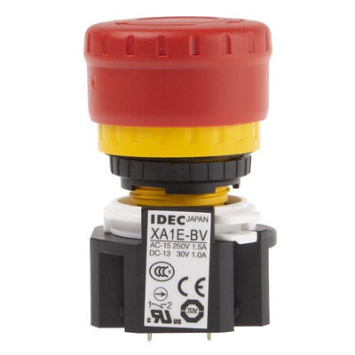 Idec Emergency Stop Push Button, Panel Mount, SPDT, IP65