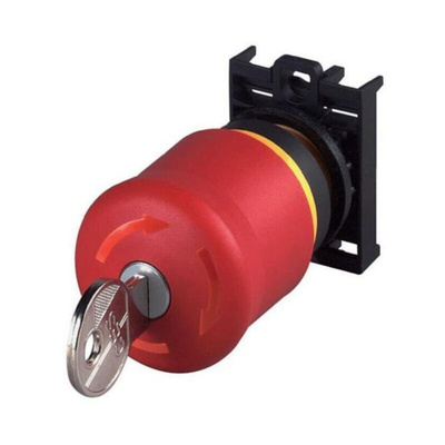 Eaton RMQ Titan M22 Series Key Release Emergency Stop Push Button, Panel Mount, 22.5mm Cutout, 1NC, IP66, IP67, IP69K