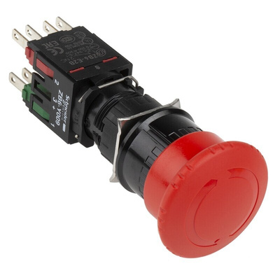 Schneider Electric Harmony XB6 Series Twist Release Emergency Stop Push Button, Panel Mount, 16mm Cutout, SPDT, IP65