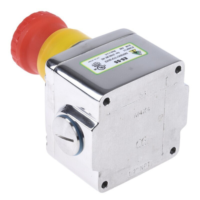 IDEM ES Series Twist Release Emergency Stop Push Button, Surface Mount, 2NC + 1NO, IP69K
