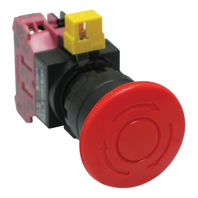 Idec HW Series Twist Release Emergency Stop Push Button, Panel Mount, 22mm Cutout, 1NC, IP65