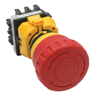 Idec XW1E Series Twist Release Emergency Stop Push Button, Panel Mount, 22mm Cutout, 1NO + 3NC, IP65