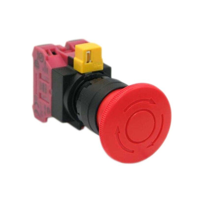 Idec HW Series Twist Release Emergency Stop Push Button, Panel Mount, 22mm Cutout, 2NC, IP65