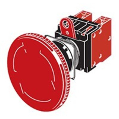Omron A22E Series Twist Release Illuminated Emergency Stop Push Button, Panel Mount, 22mm Cutout, 2NC, IP65