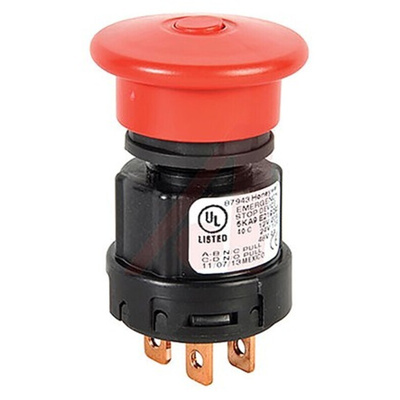 Honeywell 87940 Series Pull Release Emergency Stop Push Button, Panel Mount, 22mm Cutout, SPDT, IP67