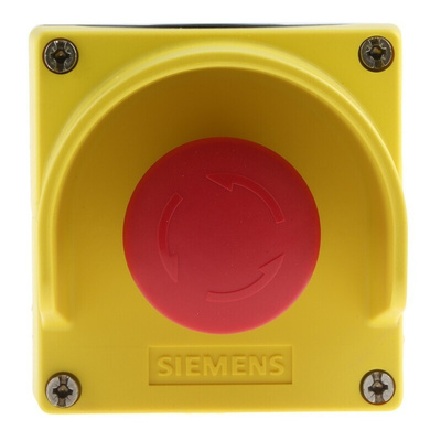 Siemens 3SU1 Series Twist Release Emergency Stop Push Button, Surface Mount, 1NC, IP66, IP67, IP69