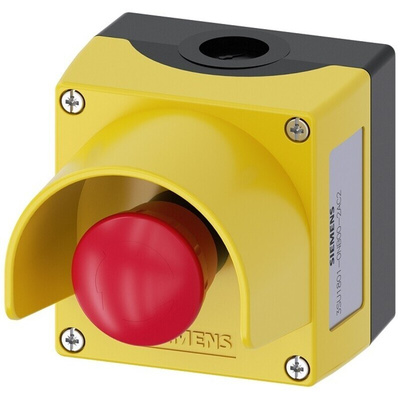 Siemens 3SU1 Series Twist Release Emergency Stop Push Button, Surface Mount, 2NC