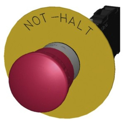 Siemens SIRIUS ACT Series Twist Release Emergency Stop Push Button, Panel Mount, 22mm Cutout, SPDT
