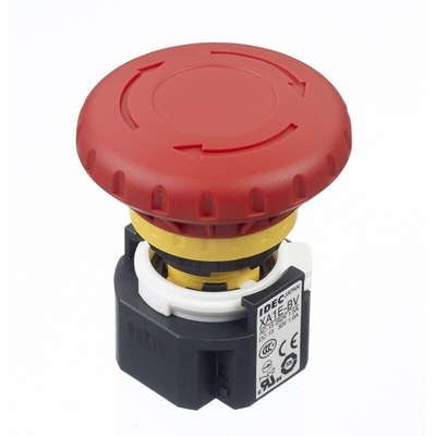 Idec XA Series Twist Release Emergency Stop Push Button, Panel Mount, 16mm Cutout, 3NC + 1NO, IP65