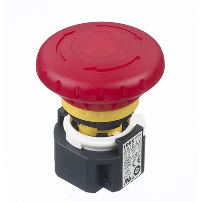 Idec XA Series Twist Release Illuminated Emergency Stop Push Button, Panel Mount, 16mm Cutout, 2NC, IP65
