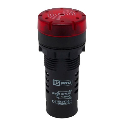 RS PRO, Panel Mount Red LED Pilot Light, 24V ac/dc