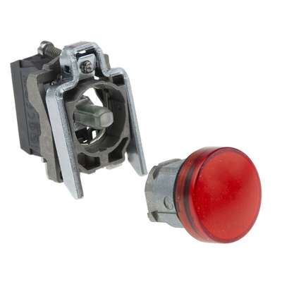 Schneider Electric, Harmony XB4, Panel Mount Red LED Pilot Light, 22mm Cutout, IP66, IP67, IP69(IP69K), 24V ac/dc
