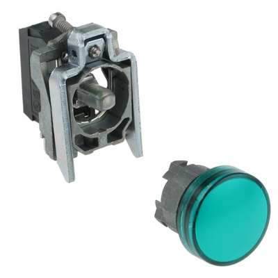 Schneider Electric, Harmony XB4, Panel Mount Green LED Pilot Light, 22mm Cutout, 240V ac