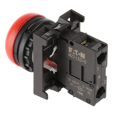 Eaton, RMQ Titan M22, Flush Mount, Rear, Surface Mount Red LED Indicator, 22mm Cutout, IP69K, Round, 12 → 30V