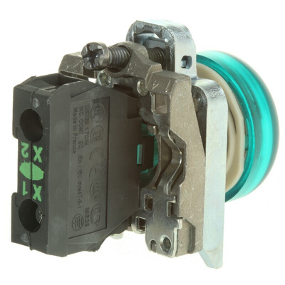 Schneider Electric, Harmony XB4, Panel Mount Green LED Pilot Light, 22mm Cutout, IP65, 24V ac/dc