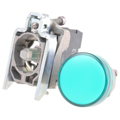 Schneider Electric, Harmony XB4, Panel Mount Green Universal LED Pilot Light, 22mm Cutout, 120V ac