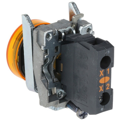 Schneider Electric, Harmony XB4, Panel Mount Orange Universal LED Pilot Light, 22mm Cutout, 240V ac