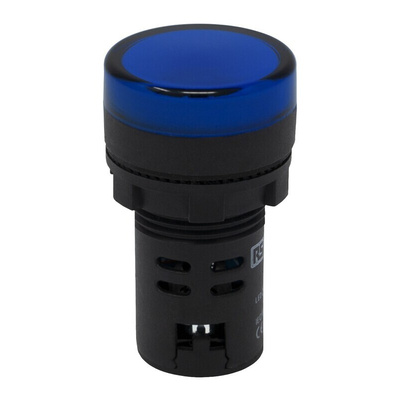 RS PRO, Panel Mount Blue LED Pilot Light, 22mm Cutout, IP65, Round, 24V ac/dc