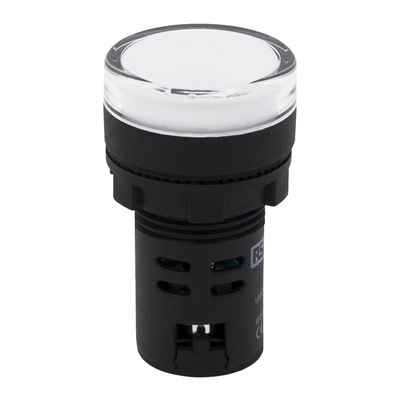 RS PRO, Panel Mount White LED Pilot Light, 22mm Cutout, IP65, Round, 110V ac