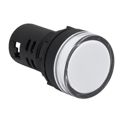 RS PRO, Panel Mount White LED Pilot Light, 22mm Cutout, IP65, Round, 110V ac