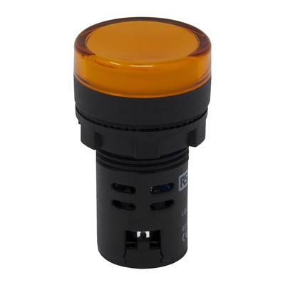RS PRO, Panel Mount Yellow LED Pilot Light, 22mm Cutout, IP65, Round, 110V ac